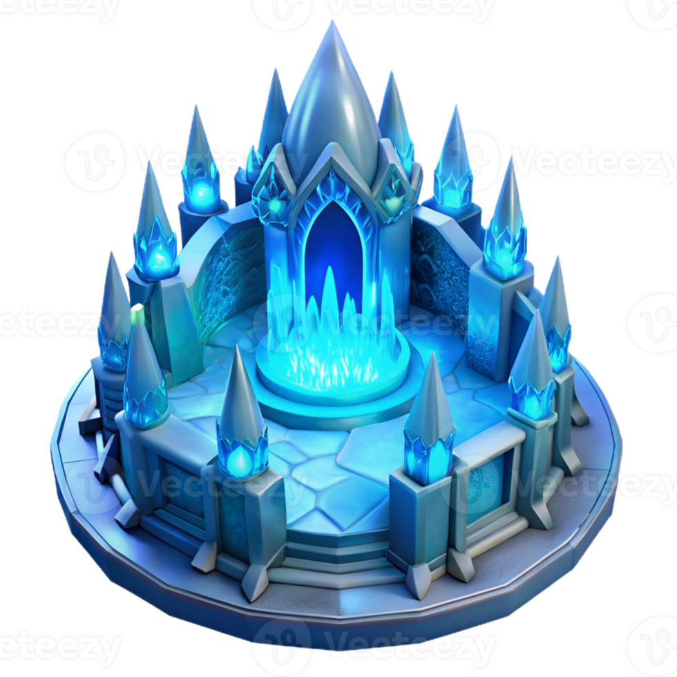 beautiful classic Ice palace, intricate carvings, glowing blue light emanating from within, magical and ethereal, fantasy art style, 4K png