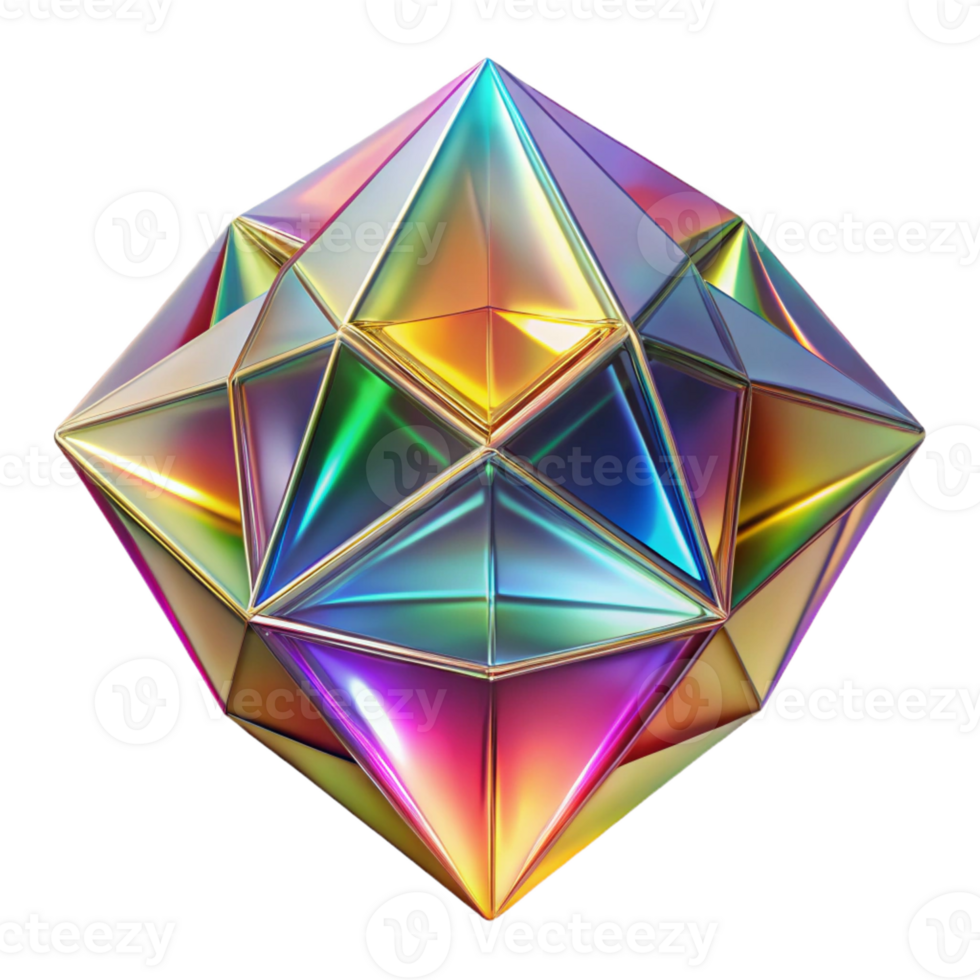 stunning modern A kaleidoscope of tessellated, crystalline structures, refracting light in a spectrum of rainbow colors. Art Deco style, sharp, geometric lighting exclusive png