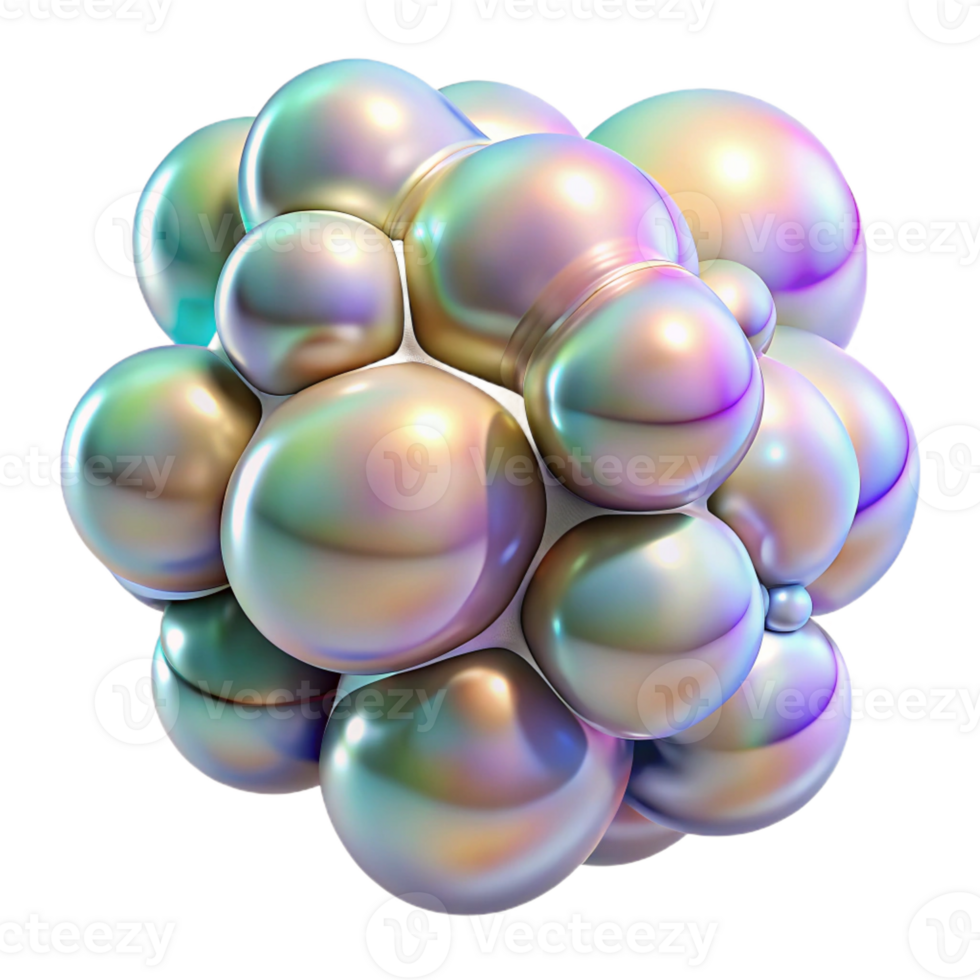 wonderful minimalist A cluster of amorphous, iridescent bubbles, morphing and merging, with a pearlescent sheen. Surreal, organic style, soft, diffused lighting premium png
