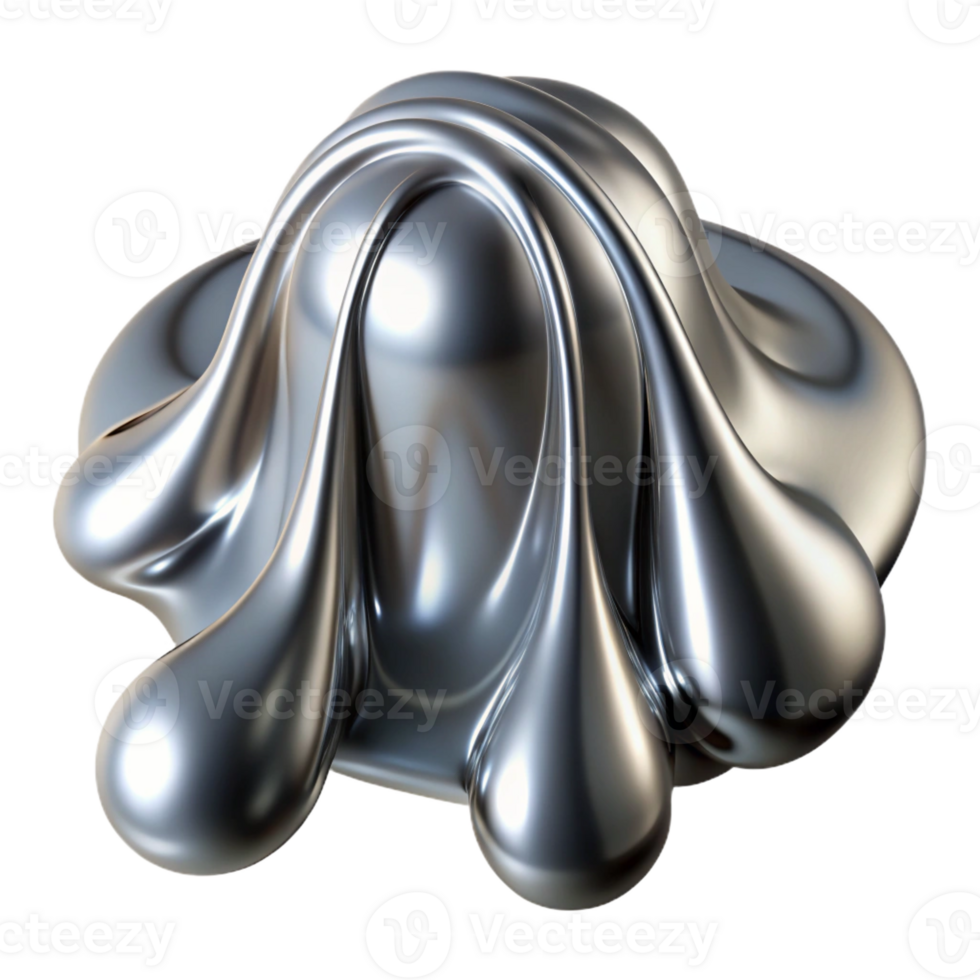 dramatic abstract A cascade of flowing, liquid metal, in shades of silver and chrome, reflecting the surrounding light. Fluid, dynamic style, high-contrast lighting authentic png