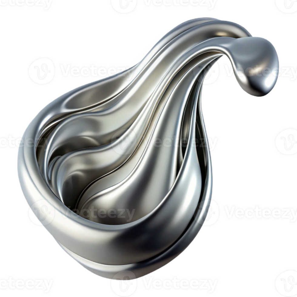 wonderful modern A cascade of flowing, liquid metal, in shades of silver and chrome, reflecting the surrounding light. Fluid, dynamic style, high-contrast lighting 4K png