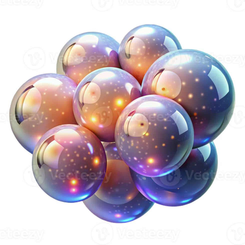 vibrant minimalist A cluster of floating, translucent bubbles, each containing a miniature universe, illuminated by a soft, celestial glow. Surreal, cosmic style, soft focus lighting authentic png