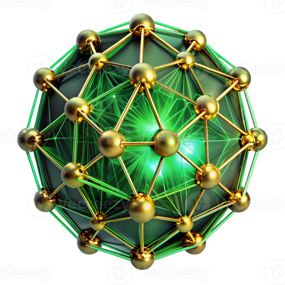 wonderful modern A web of interconnected, glowing lines, forming a complex circuit board pattern, in shades of green and gold. Technological, futuristic style, vibrant, glowing lighting premium png