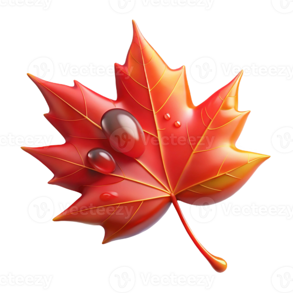vibrant vintage A single, perfect dewdrop clinging to a vibrant red maple leaf, illuminated by soft morning sunlight, macro photography, hyperrealistic style exclusive png