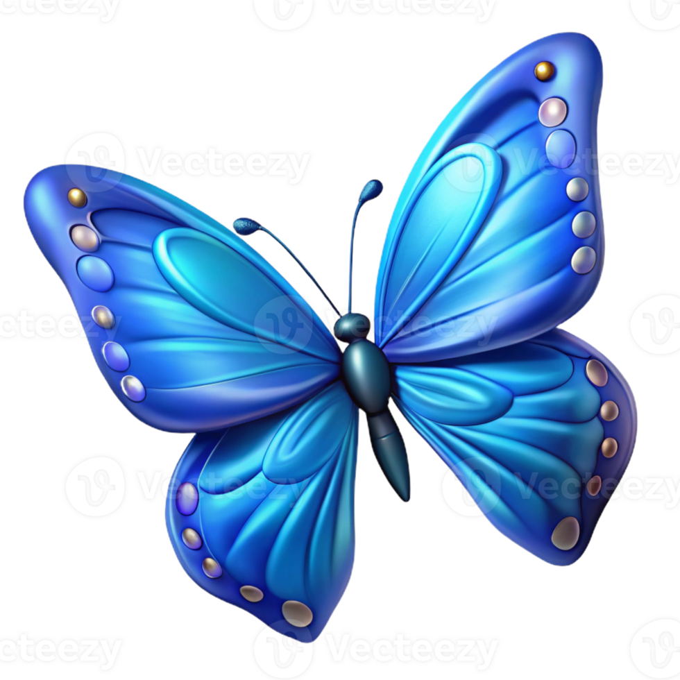 extraordinary modern A single, vibrant blue butterfly with intricate wing patterns, soft diffused light, fantasy art style high quality png