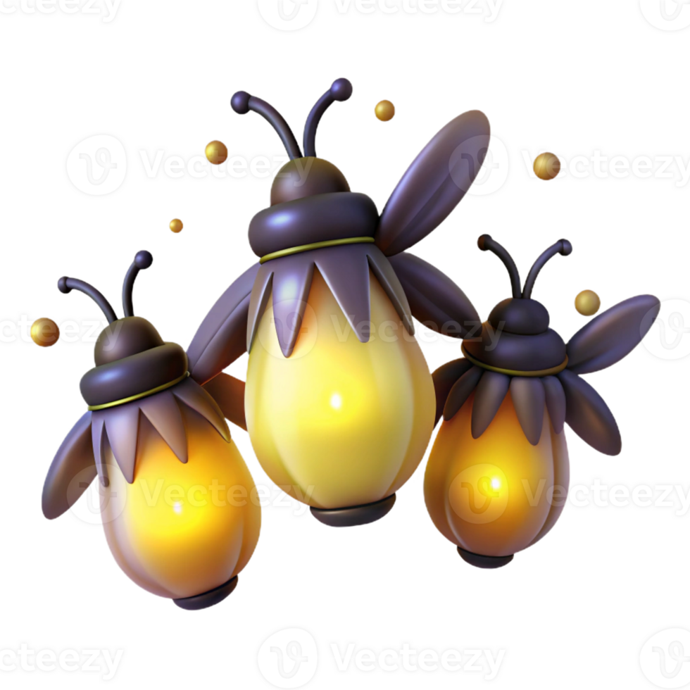serene vintage A group of fireflies glowing in the night, dark background with bioluminescent light, fantasy art style detailed png