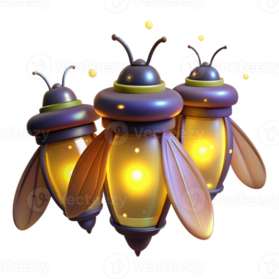 serene minimalist A group of fireflies glowing in the night, dark background with bioluminescent light, fantasy art style detailed png