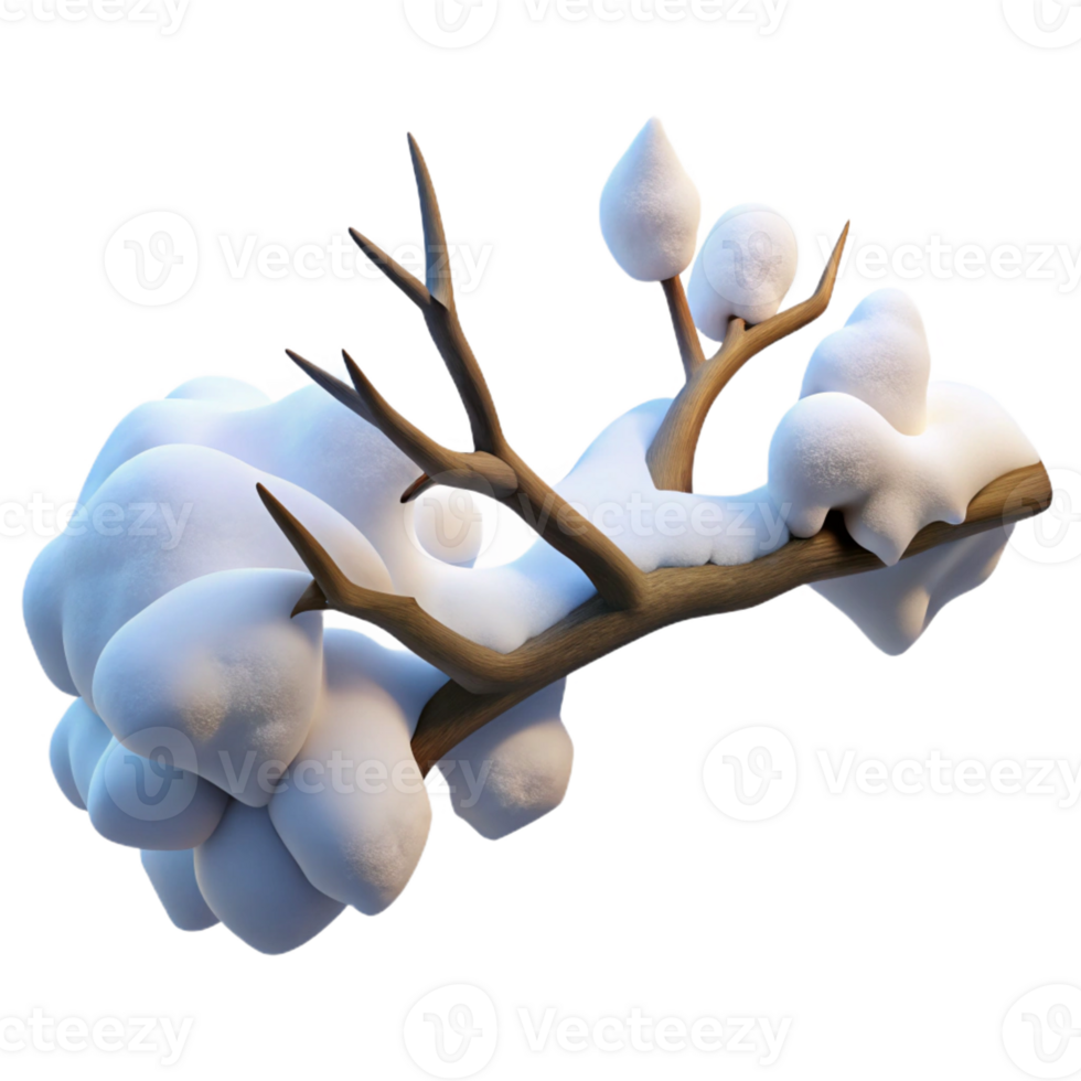 magnificent artistic A branch covered in snow, soft winter light, photorealistic style original png