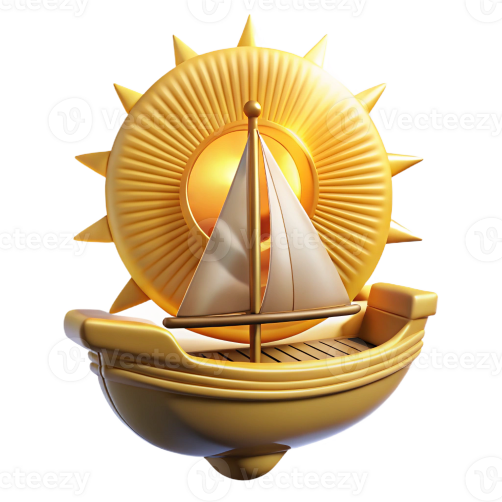 magnificent modern A majestic Ra sailing the sun boat across the sky, radiating golden light, bright and airy lighting, Egyptian mythology style genuine png