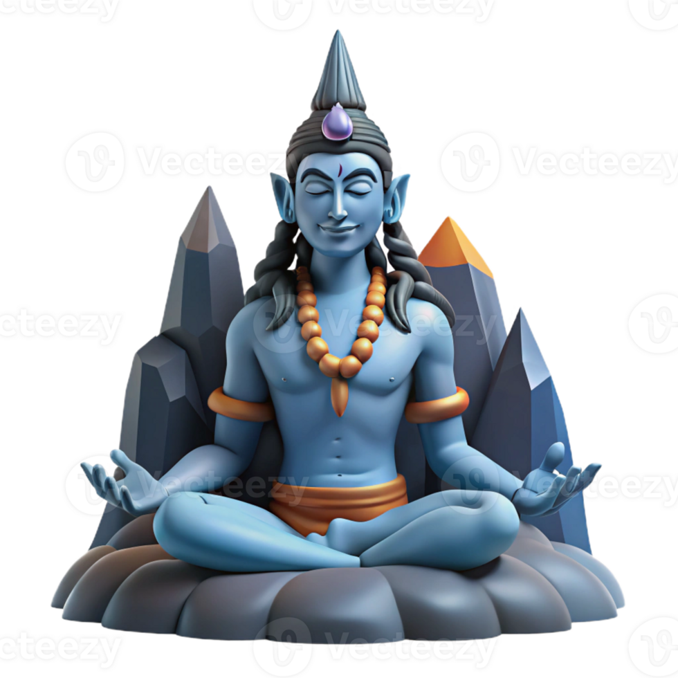 stunning modern A powerful Shiva, god of destruction, meditating in the Himalayas, dramatic mountain lighting, Hindu mythology style professional png