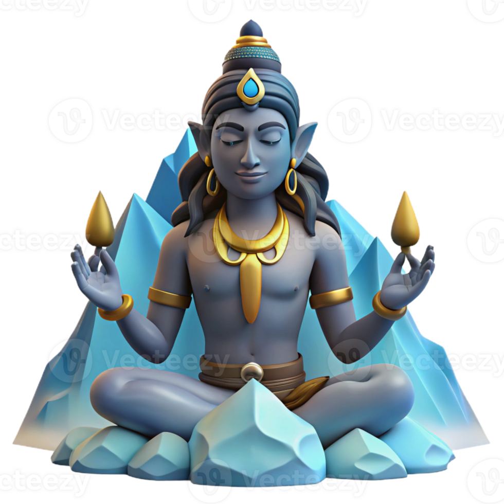 wonderful vintage A powerful Shiva, god of destruction, meditating in the Himalayas, dramatic mountain lighting, Hindu mythology style genuine png