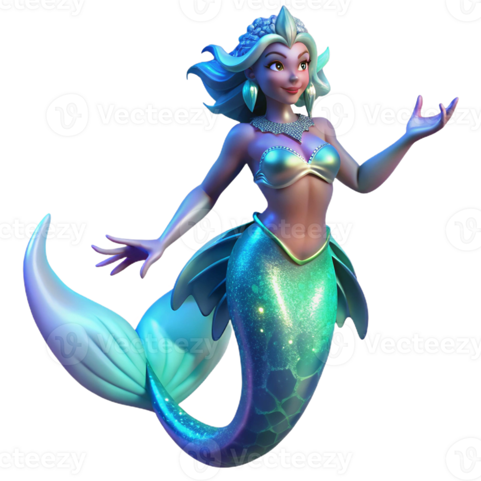 dramatic artistic A graceful siren, luring sailors with her enchanting song, her scales shimmering with opalescent colors, lit by bioluminescent algae, in a fantasy art style detailed png