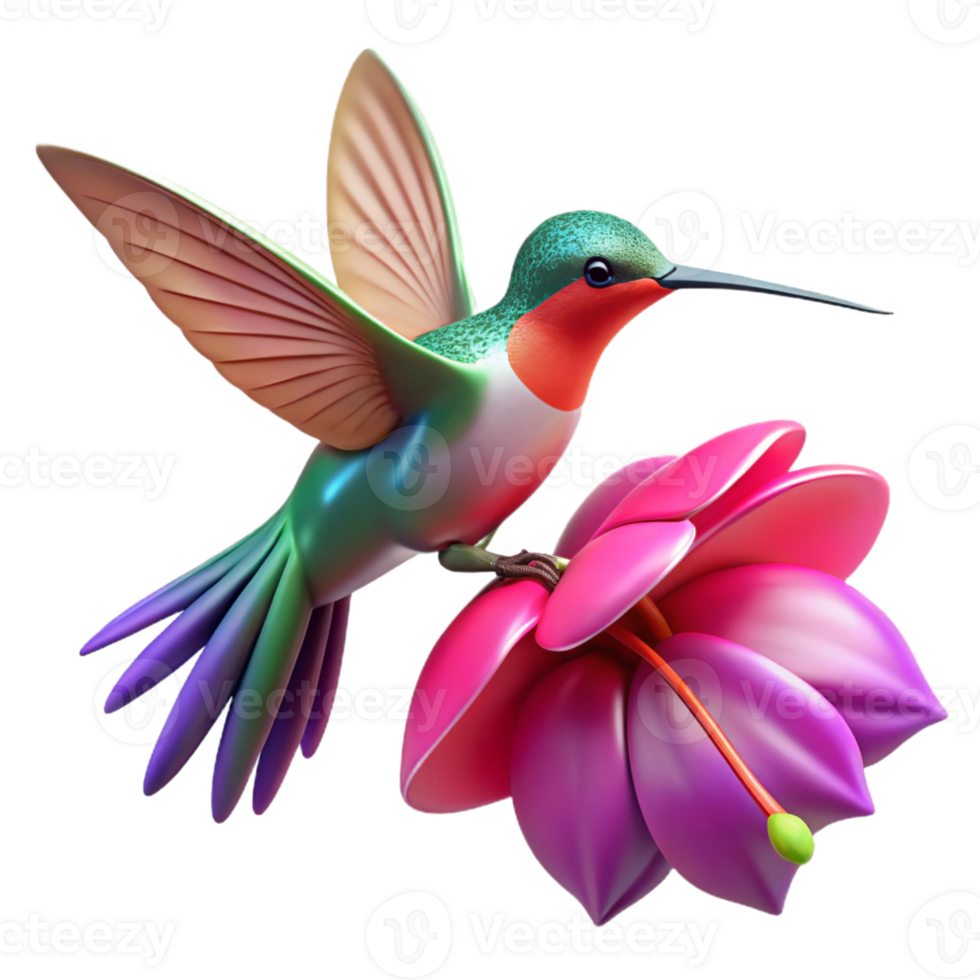 stunning minimalist A hummingbird hovering near a vibrant fuchsia flower, macro photography, soft diffused light 4K png