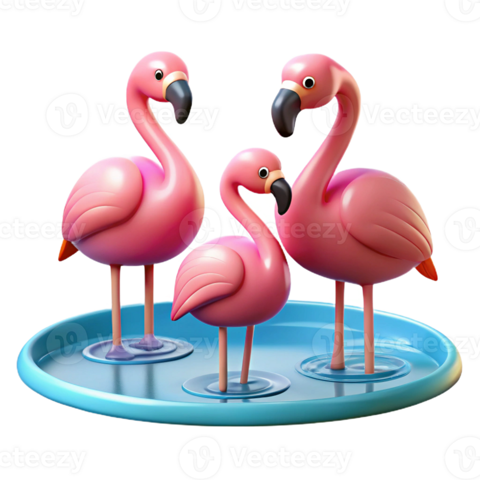 stunning artistic A group of flamingos standing in a shallow lake, vibrant pink plumage, minimalist style detailed png