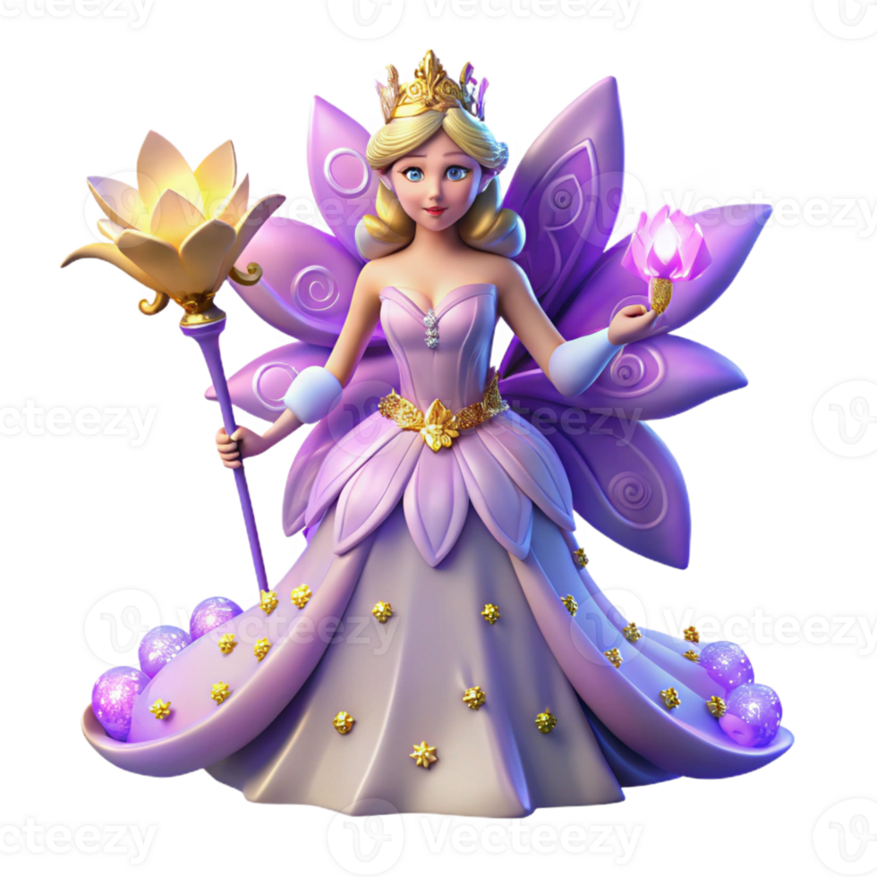 impressive abstract A beautiful fairy queen holding a magic wand, surrounded by glowing flowers in a moonlit glade. Fantasy style genuine png