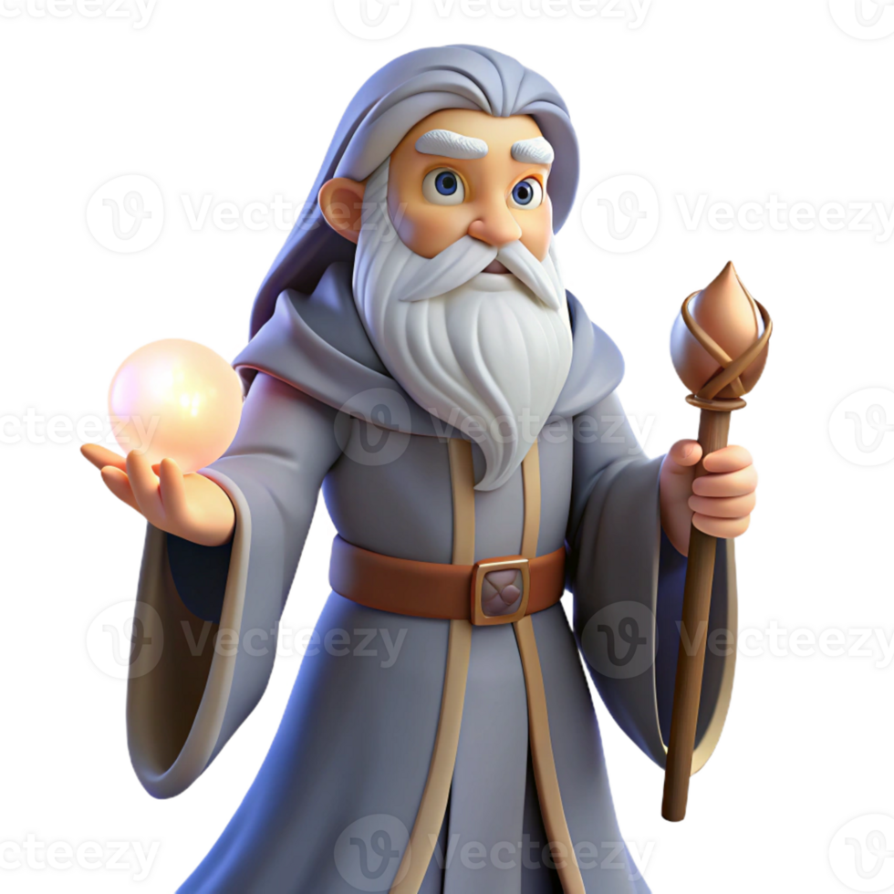 impressive traditional A wise old wizard with a long white beard and flowing robes, holding a glowing orb, in a dimly lit, mysterious chamber, painted in a classic fantasy art style high resolution png