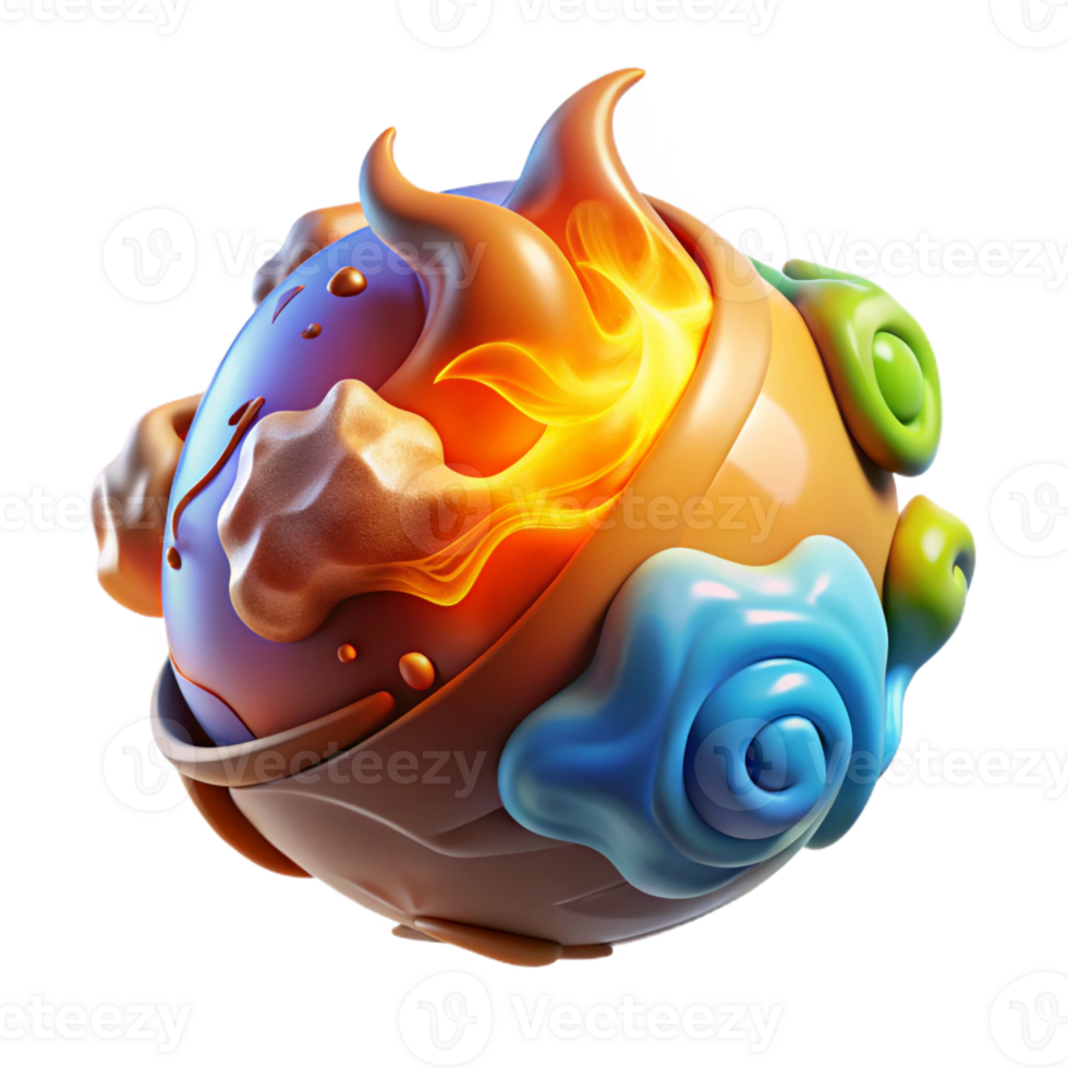 extraordinary classic A powerful elemental with glowing earth, air, fire, and water swirling around its body, illuminated by the combined elements, in a dynamic, abstract style genuine png