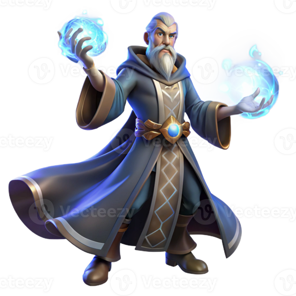 elegant traditional A lone wizard casting a powerful spell, with glowing runes swirling around his hands, illuminated by the magical energy, in a dynamic, fantasy art style genuine png