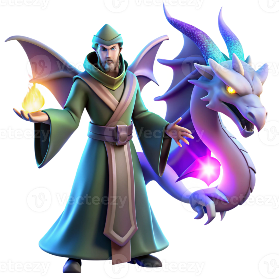 extraordinary rustic A powerful sorcerer summoning a spectral dragon, illuminated by the ethereal glow of the dragon, in a dramatic, magical style professional png