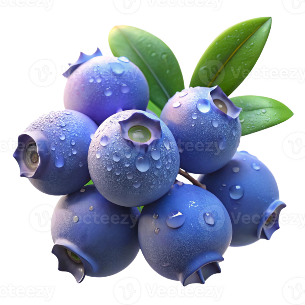 magnificent contemporary A cluster of dew-kissed blueberries on a branch, macro photography, soft morning light, bokeh effect high quality png