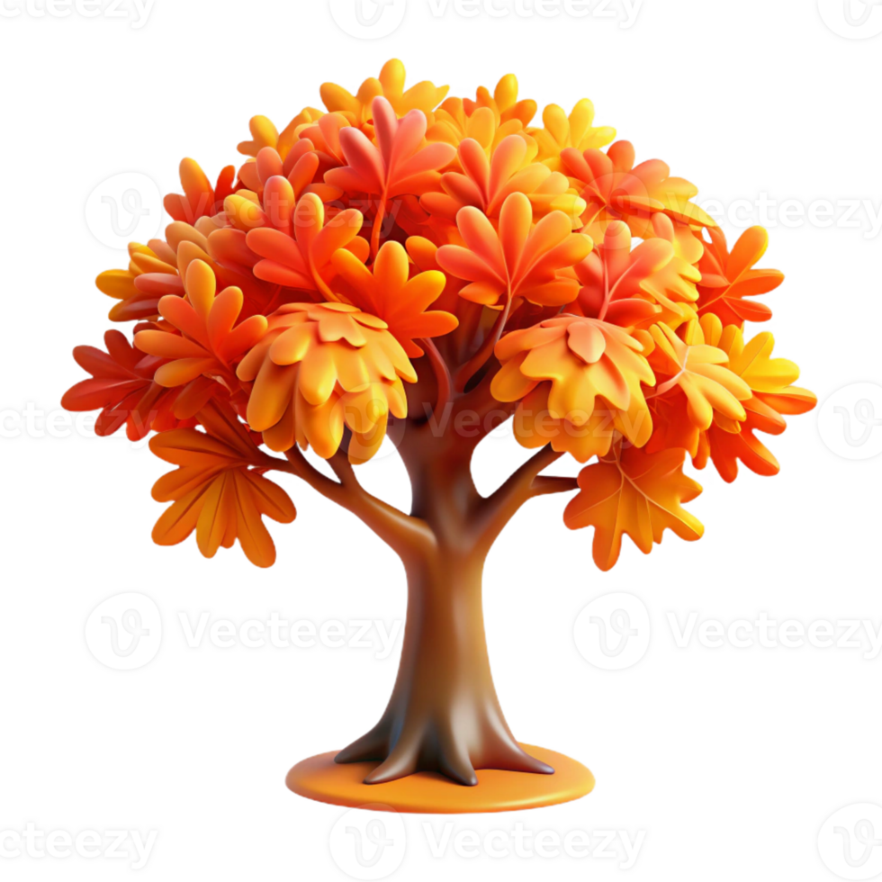 impressive traditional A majestic oak tree in autumn, vibrant foliage of red, orange, and yellow, dramatic lighting, painterly style high quality png