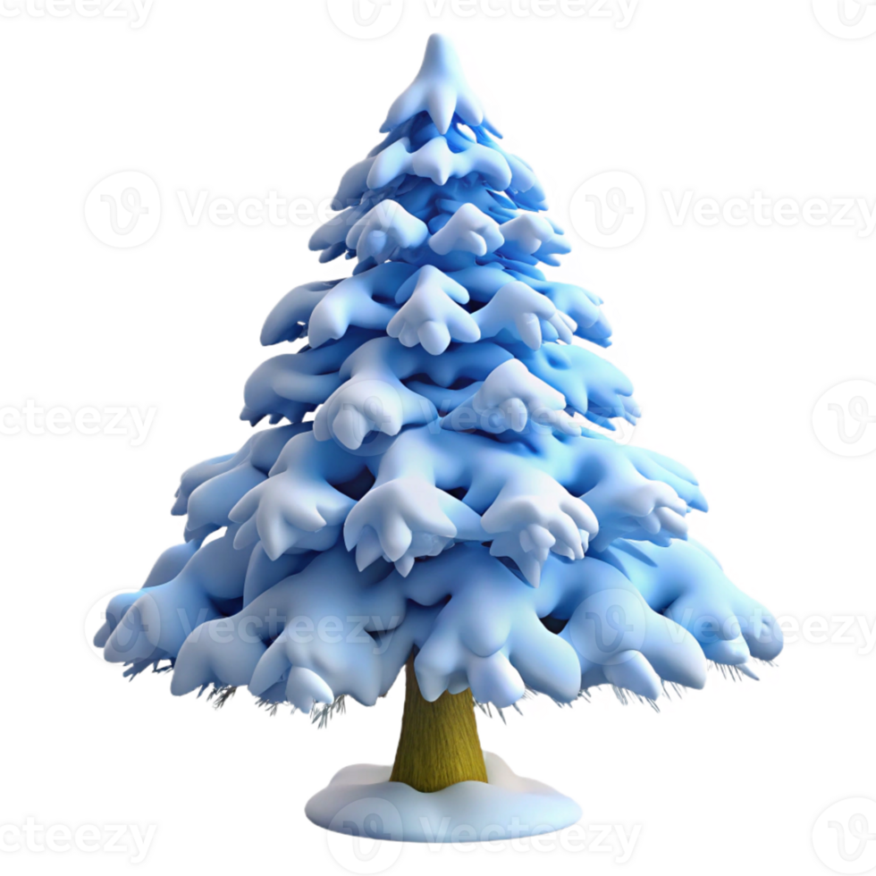 magnificent vintage A snow-covered pine tree, heavy snow on branches, winter landscape, soft blue light, realistic style high resolution png
