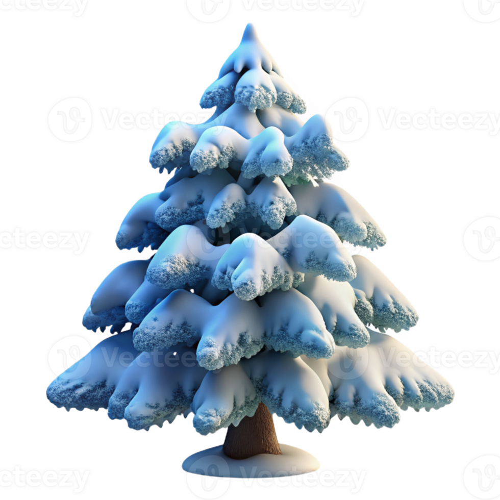 impressive creative A snow-covered pine tree, heavy snow on branches, winter landscape, soft blue light, realistic style 4K png
