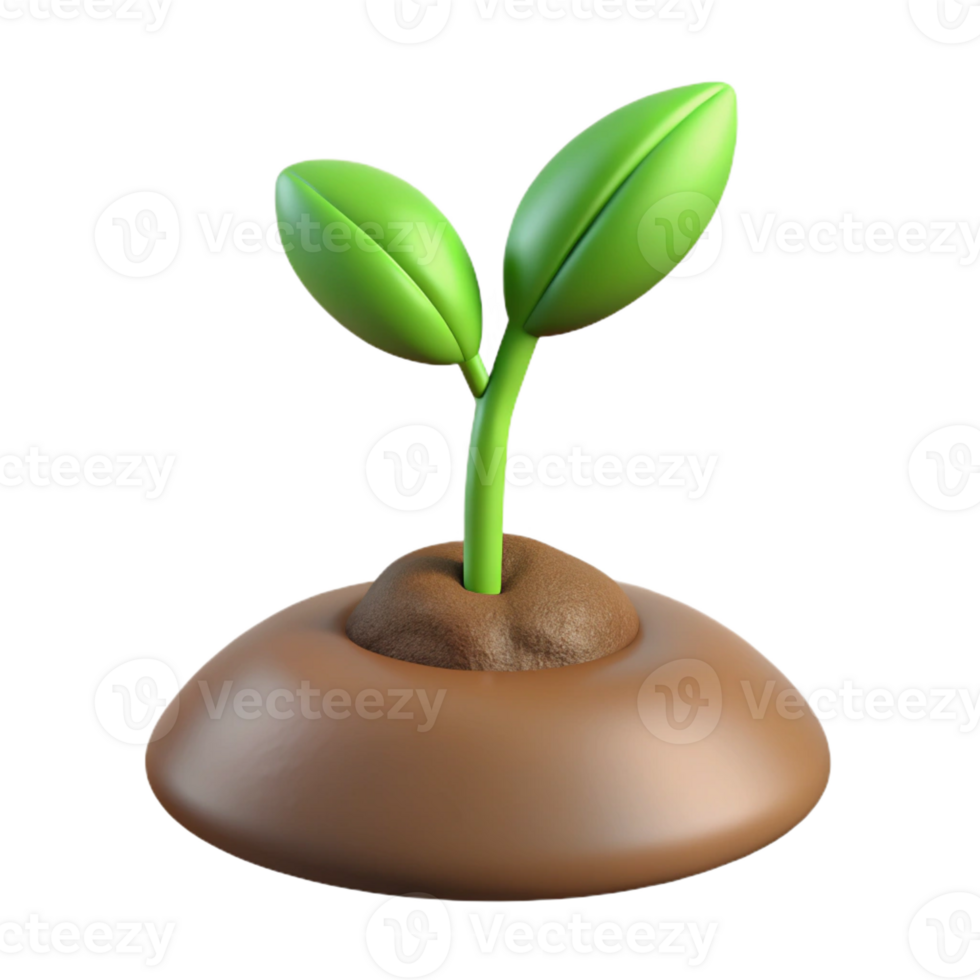 vibrant rustic A sprouting seedling pushing through the soil, delicate green leaves, soft earth tones, macro photography original png