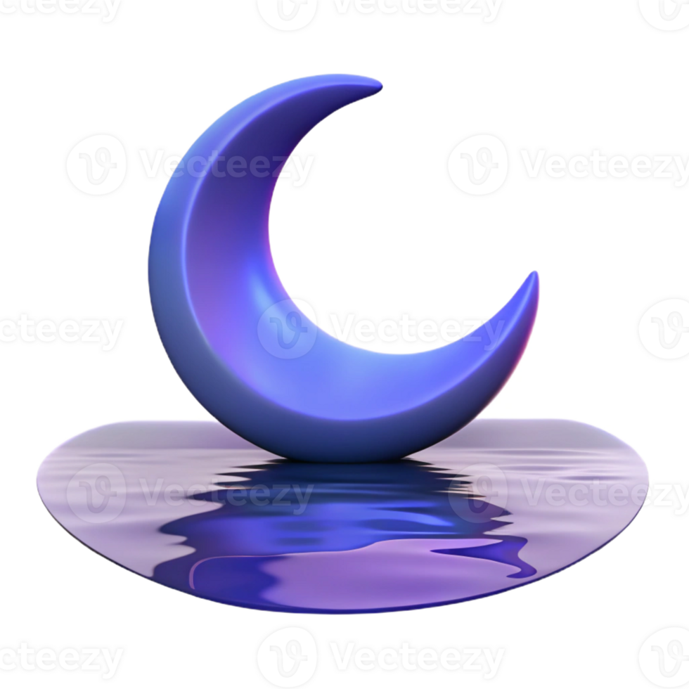 elegant modern A crescent moon illuminating a calm lake, reflecting moonlight, serene atmosphere, romantic style 4K png