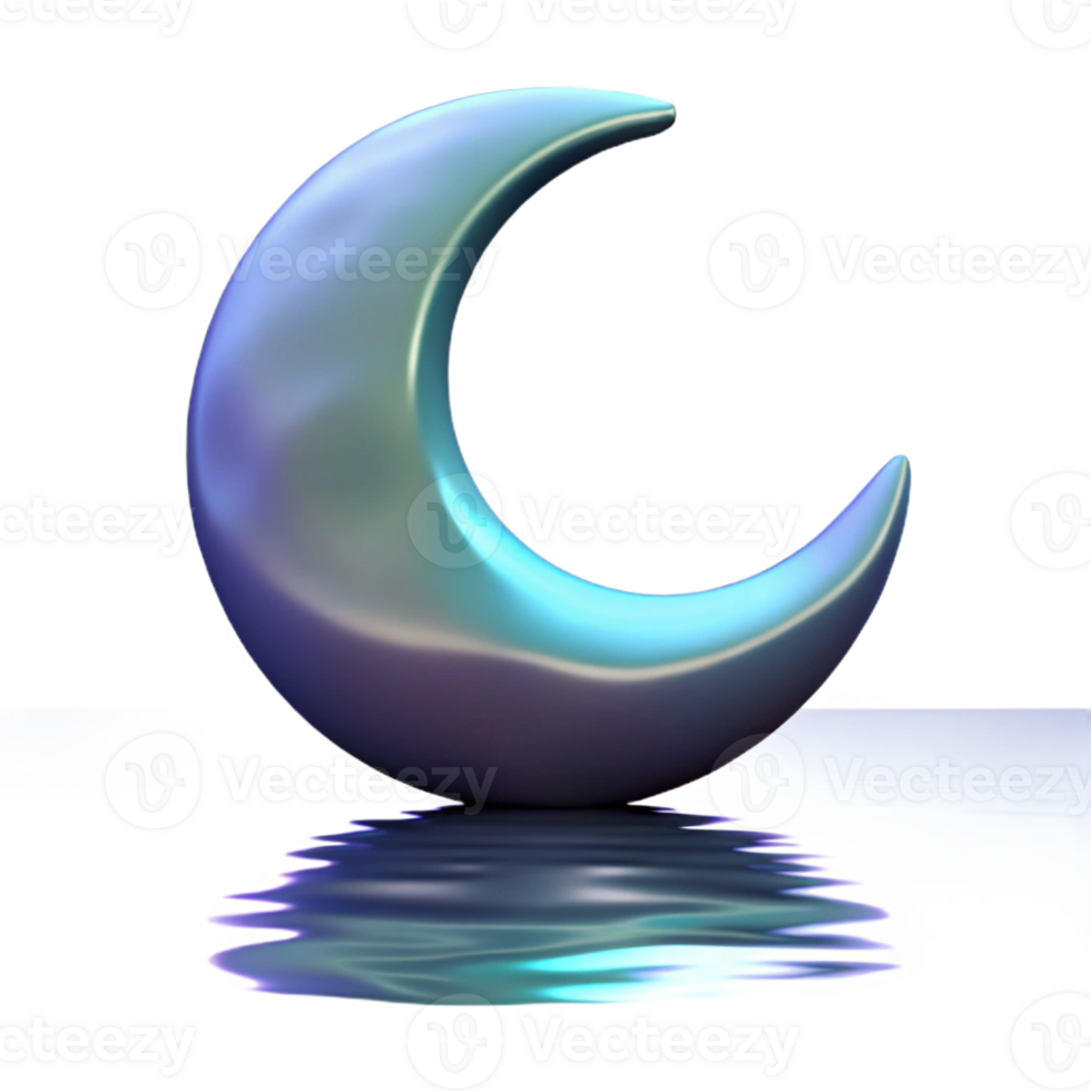 elegant creative A crescent moon illuminating a calm lake, reflecting moonlight, serene atmosphere, romantic style professional png