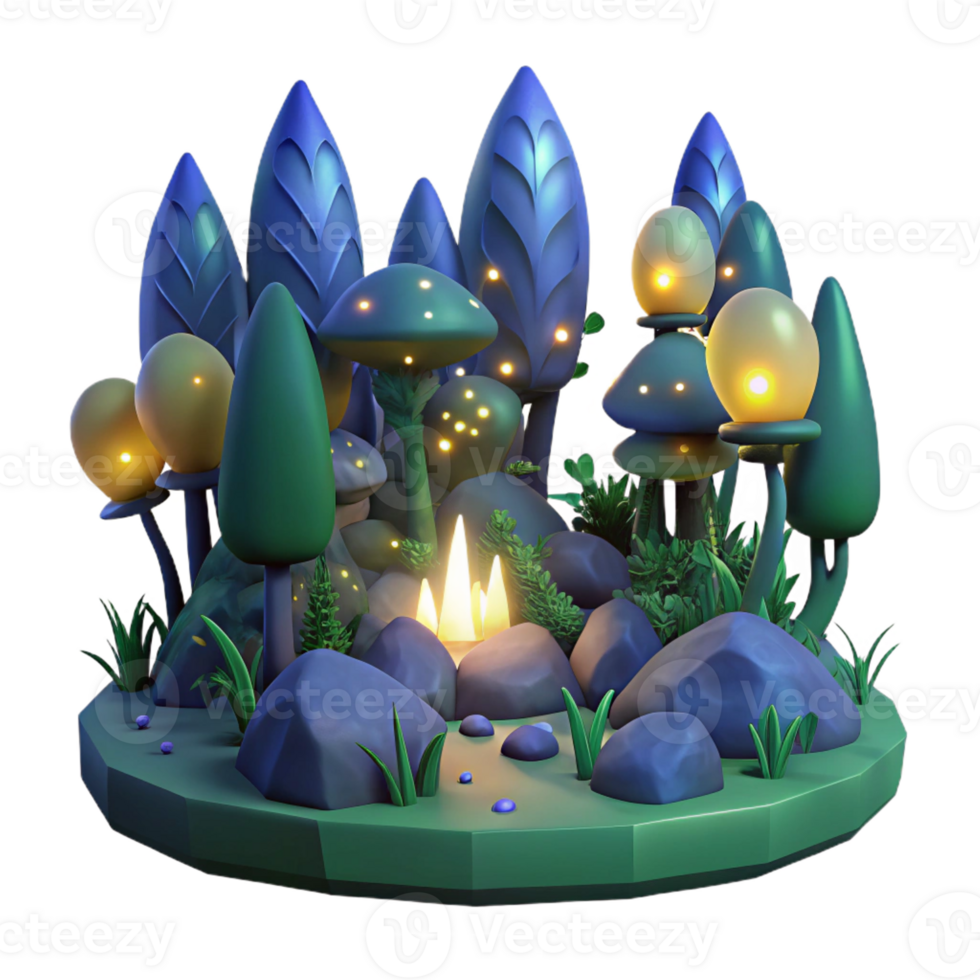 elegant abstract A group of fireflies illuminating a dark forest, bioluminescent glow, magical atmosphere, fantasy style authentic png