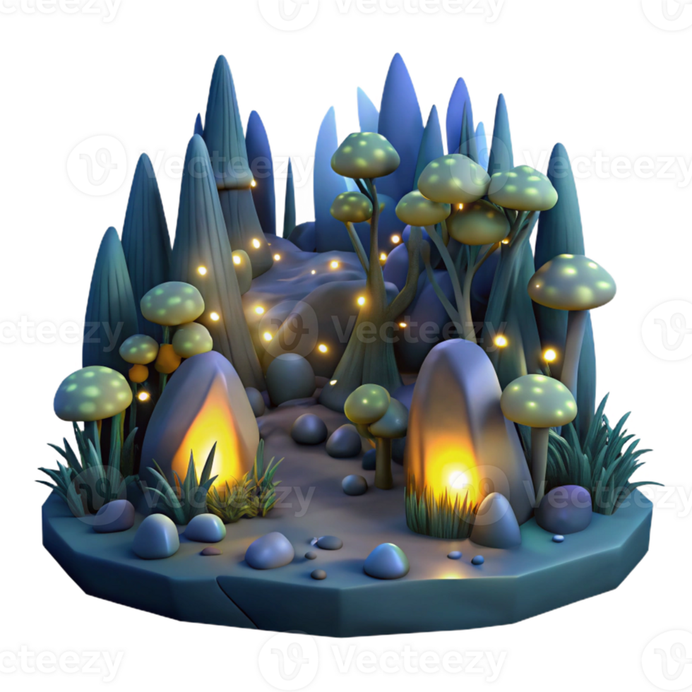 magnificent vintage A group of fireflies illuminating a dark forest, bioluminescent glow, magical atmosphere, fantasy style professional png