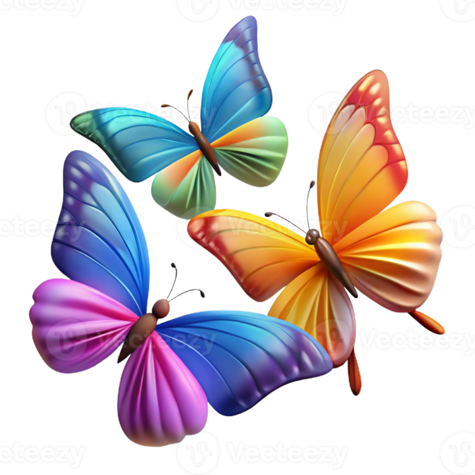 vibrant creative A group of butterflies in flight, colorful wings, dynamic motion, nature photography style premium png