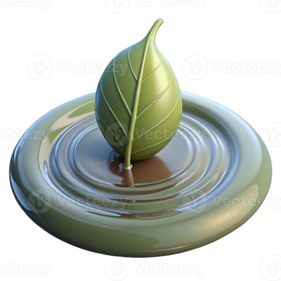 impressive artistic A single leaf floating on water, ripples and reflections, soft light, minimalist style authentic png