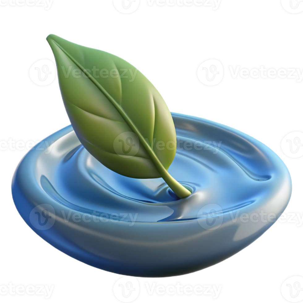 serene artistic A single leaf floating on water, ripples and reflections, soft light, minimalist style premium png