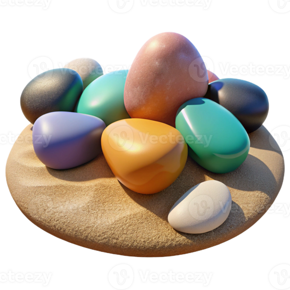 dramatic vintage A group of pebbles on a beach, smooth textures, various colors, close-up photography original png