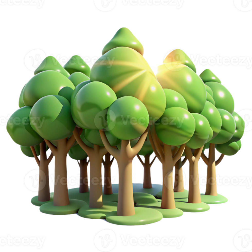 magnificent artistic A group of trees in a forest, sunlight filtering through leaves, dappled light, realistic style original png