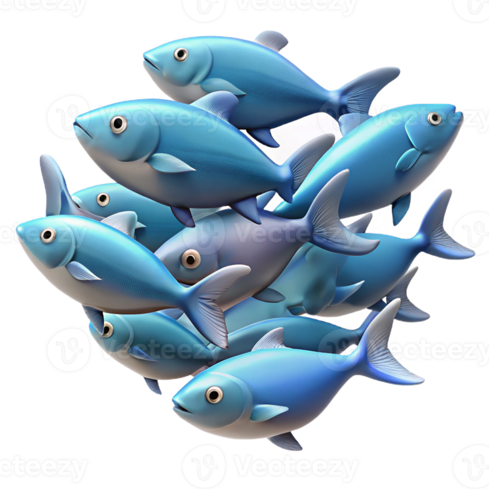 magnificent traditional A school of fish swimming in unison, dynamic movement, underwater scene, realistic rendering genuine png