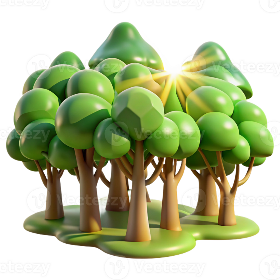 serene traditional A group of trees in a forest, sunlight filtering through leaves, dappled light, realistic style high quality png