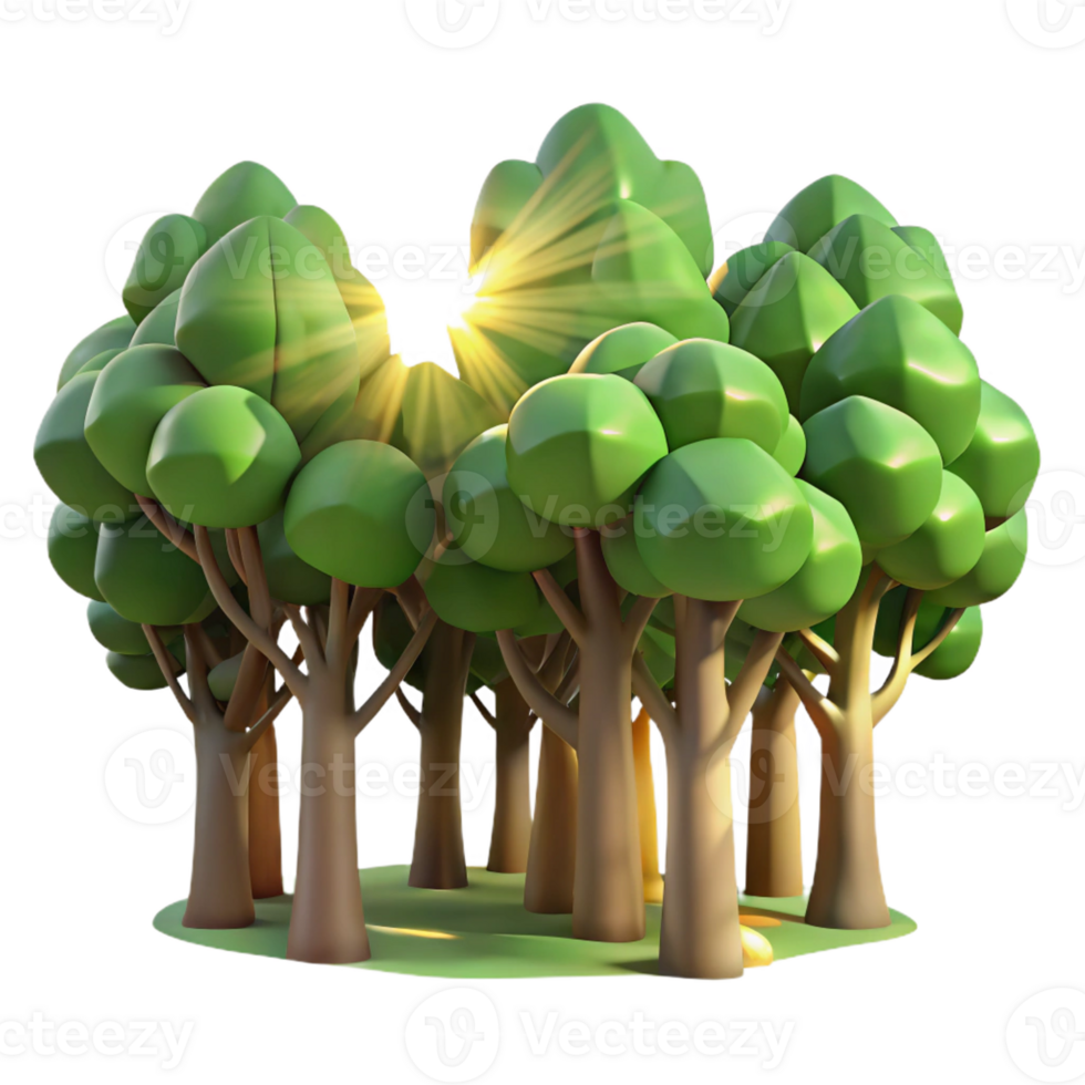 impressive rustic A group of trees in a forest, sunlight filtering through leaves, dappled light, realistic style high resolution png