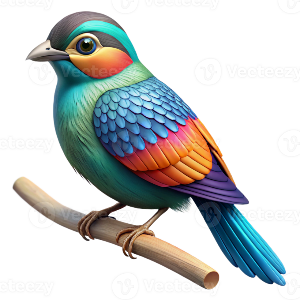 extraordinary creative A bird perched on a branch, colorful feathers, detailed plumage, nature photography style professional png