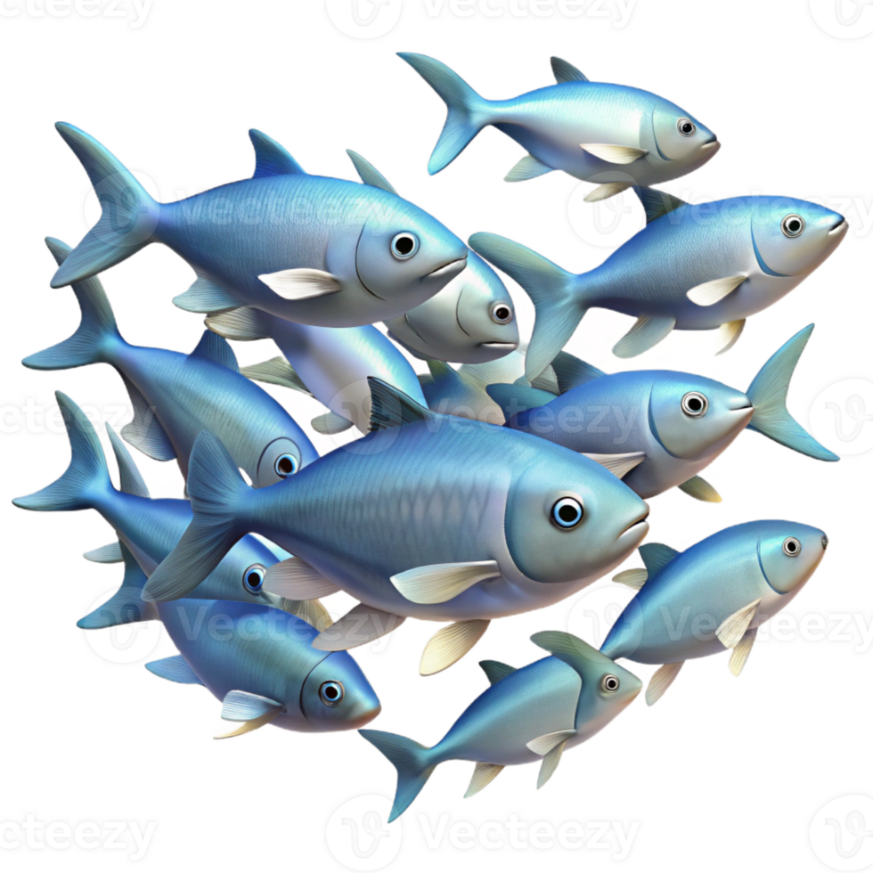 serene vintage A school of fish swimming in unison, dynamic movement, underwater scene, realistic rendering detailed png
