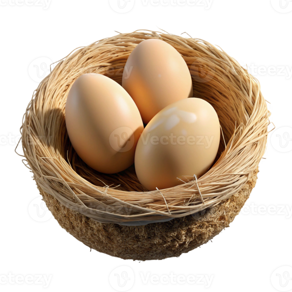 stunning rustic A nest with eggs, delicate construction, natural materials, close-up photography, soft light high resolution png