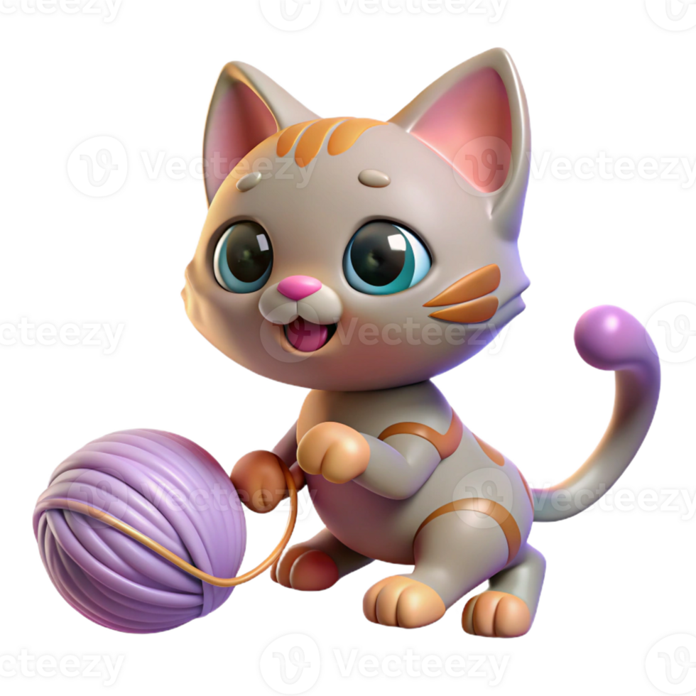 impressive abstract A playful kitten batting at a ball of yarn, soft lighting, pastel colors, children's book illustration style genuine png