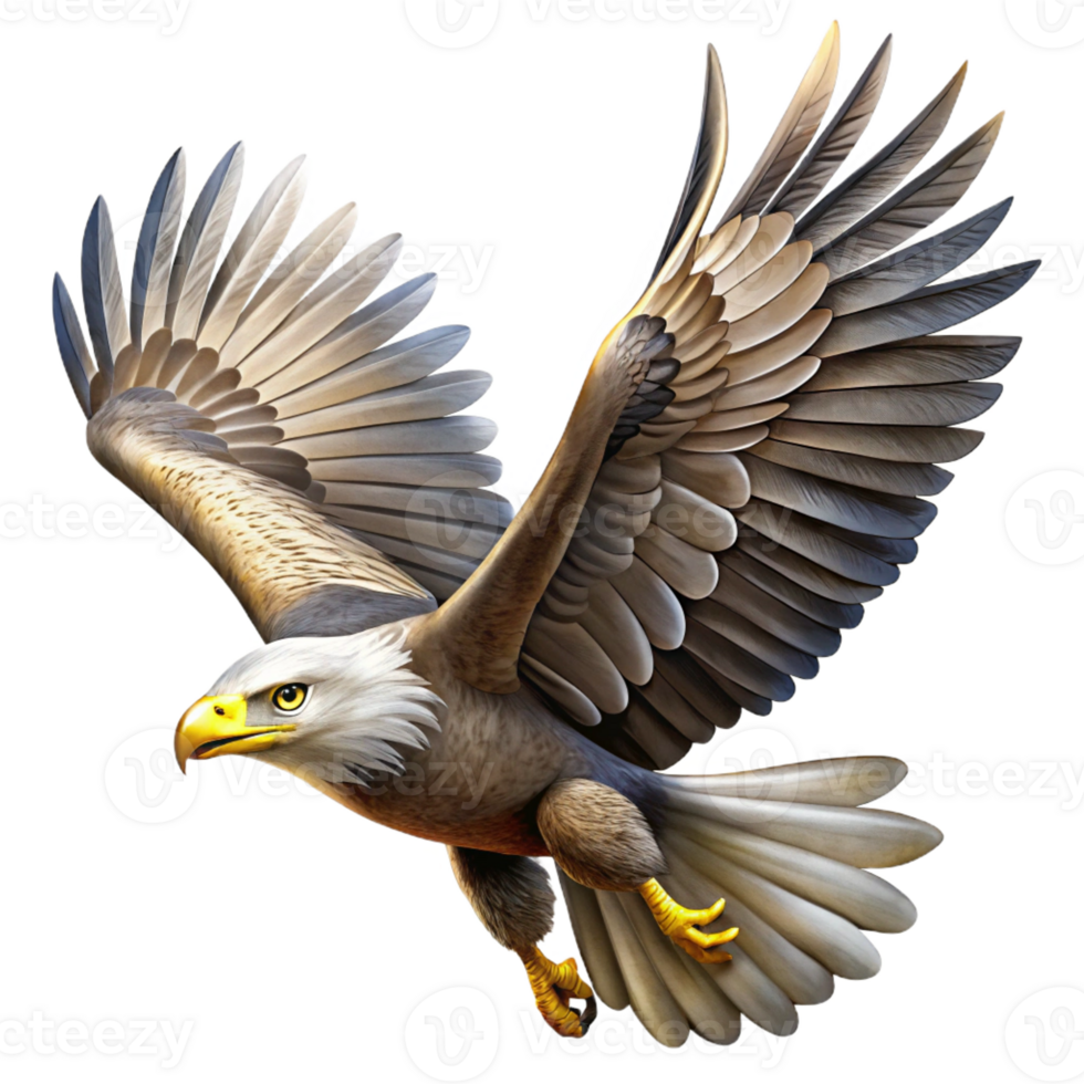 vibrant artistic A powerful eagle soaring through the sky, dramatic lighting, realistic painting style professional png