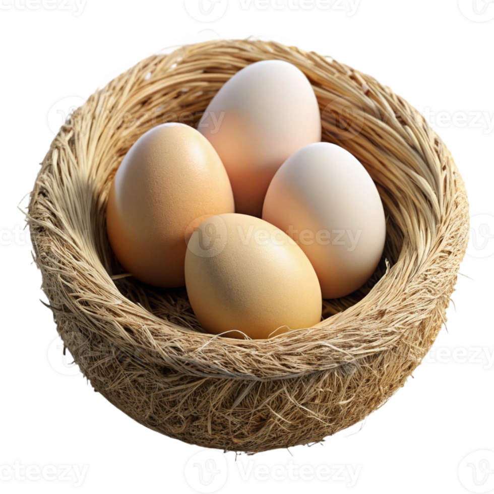 elegant minimalist A nest with eggs, delicate construction, natural materials, close-up photography, soft light detailed png