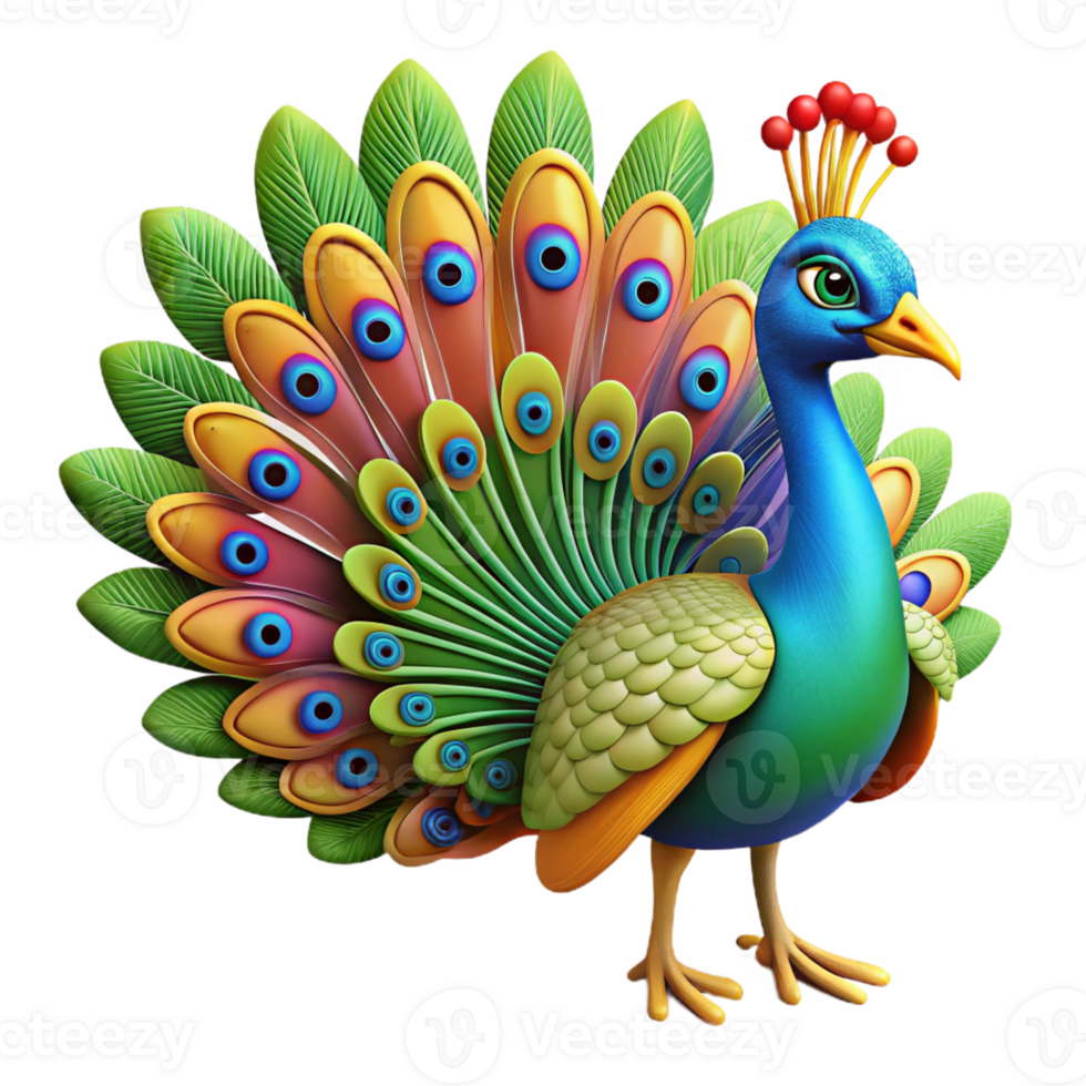 dramatic modern A colorful peacock displaying its feathers, vibrant colors, intricate details, nature photography style 4K png