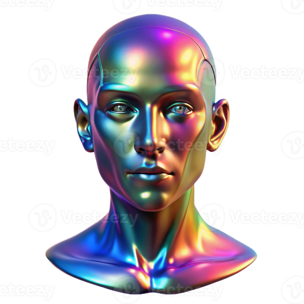 serene rustic A holographic projection of a human face, glitching and distorting. Glitch art style, vibrant lighting high quality png