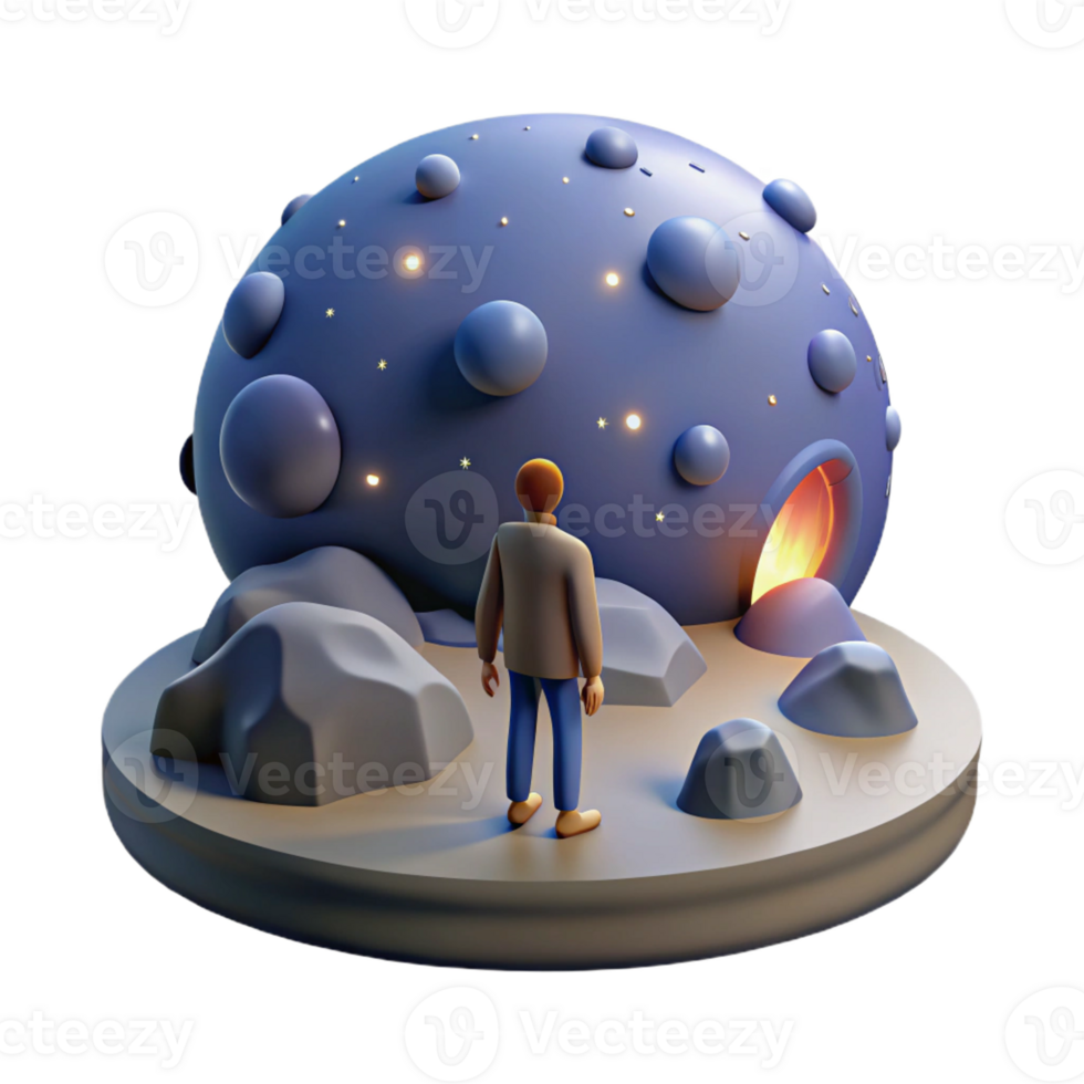 magnificent classic A solitary figure, standing on a desolate planet, watching a meteor shower. Surreal style, ambient lighting genuine png