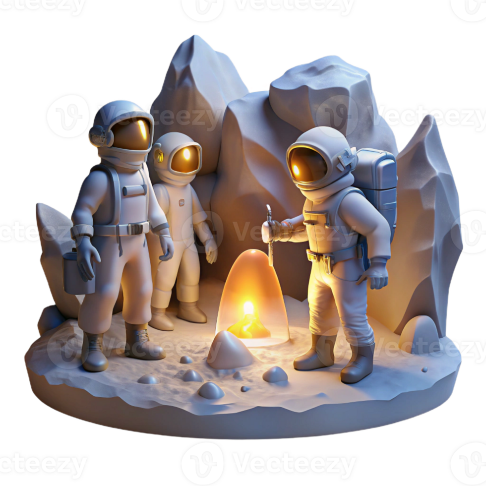 extraordinary rustic A group of astronauts, exploring a cave on an alien planet, illuminated by their headlamps. Realistic style, dynamic lighting genuine png